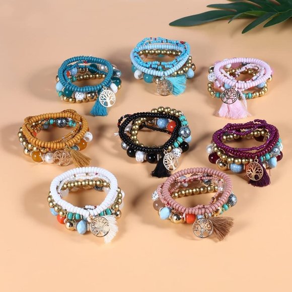 NEW Bohemian Bracelets for Women Stretch Multilayer Colorful Beads Brace… - Picture 1 of 7